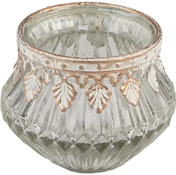 Svícen Transparentní skleněný svícen na čajovou svíčku se zdobným okrajem - Ø 7*6 cm