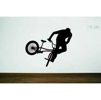 Samolepící dekorace Lepy.cz Samolepka na zeď BMX - skok Velikost (šířka x výška): 55x46cm, Barevná varianta: Tyrkysová modrá