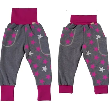 FARMERS® Dětské rostoucí kalhoty s kapsami GROW PINK STAR - teplákovina Velikost: 74