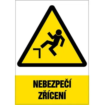 Značení Značka Nebezpečí zřícení, samolepicí fólie, 210 × 297 mm