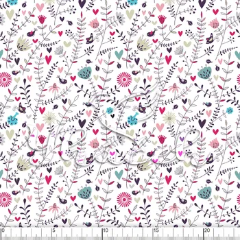 Zakázkový tisk, softshell, kočárkovina... Ptáčci a motýli na louce Látky k tisku: Microfirba