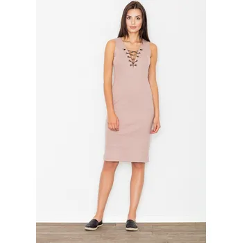 Dámské oblečení Letní šaty s provázaným výstřihem M487 Dark pink Velikost: L/XL