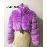 Krátký kožich crop se stojáčkem a dlouhým rukávem Barva: Fialová, Velikost: M