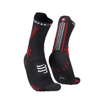 Běžecké oblečení COMPRESSPORT PRO RACING SOCKS V4.0 TRAIL black/red T2 podkolenky