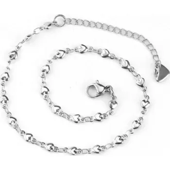 Řetízek Kotníkový řetízek nerezová ocel se srdíčky stříbrný