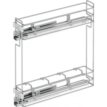 Odpadkový koš Starax Výsuvný koš se zásuvkami BLUM a tlumením / Lesklý chrom Levý 150 mm Částečný výsuv