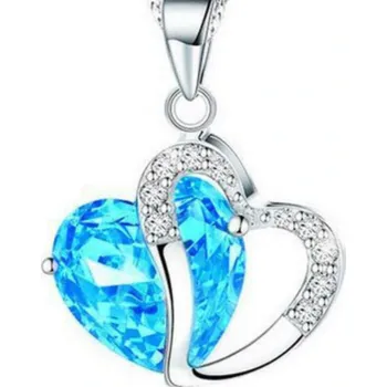 Náhrdelník Řetízek s přívěskem ve tvaru srdce - Světle modré