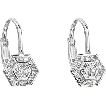 Náušnice Stříbrné náušnice visací se zirkonem v bílé barvě 11213.1