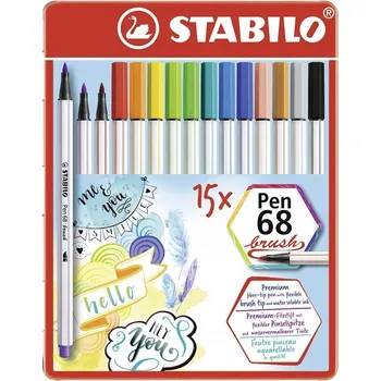 Prémiový vláknový fix STABILO Pen 68 brush - 15 ks sada 568/15-32