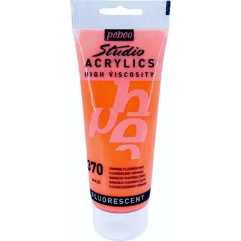 Vodová barva Akrylová barva Pébéo Studio Acrylics - 370 Fluorescent Orange Objem: 100 ml