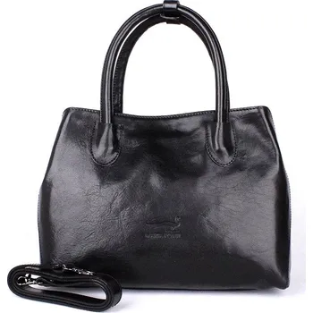 Kabelka Střední luxusní dámská černá kabelka do ruky Marta Ponti 6093