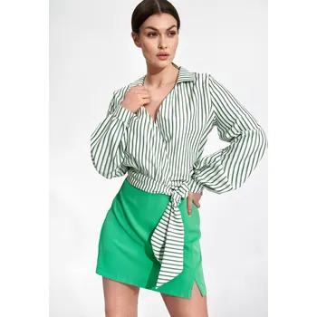 Dámská košile Bílo-zelená pruhovaná košile na zavazování M868 Pattern 141 Velikost: L
