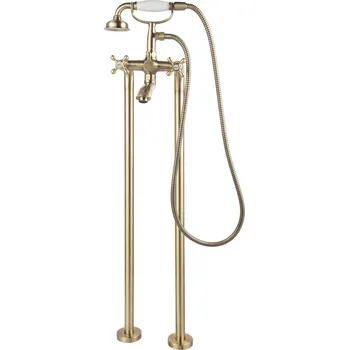 Vodovodní baterie F-Design Lacrima, volně stojící vanová baterie s ruční sprchovou sadou, retro hnědá-bílá, FD1-LRA-11F-66