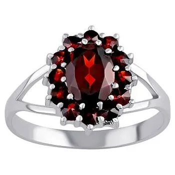 Prsten Stříbrný prsten s pravým granátem velikost obvod 50 mm SILVEGOB280001-obvod 50 mm