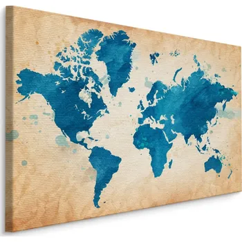 MyBestHome BOX Plátno Mapa Světa V Modrých Tónech Varianta: 40x30