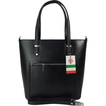 Kabelka Kožená kufříková kabelka Vera Pelle VBZ66C černá