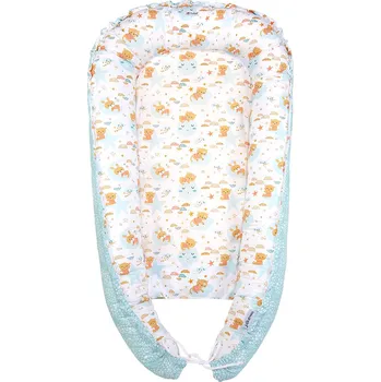 Dětský overall Little Angel Hnízdo oboustranné VISCO pěna Outlast® - bílá-spící zvířátka/mentolová-hvězdičky