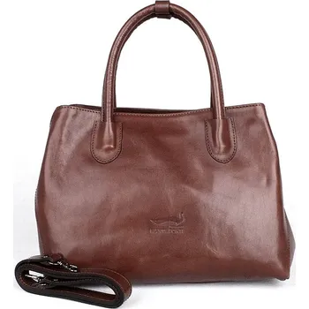 Kabelka Střední luxusní dámská hnědá kabelka do ruky Marta Ponti 6093