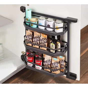 Kuchyňská skříňka Kesseböhmer Stojan na potraviny pro dveře TANDEM SIDE / antracitový 450 mm 600 mm