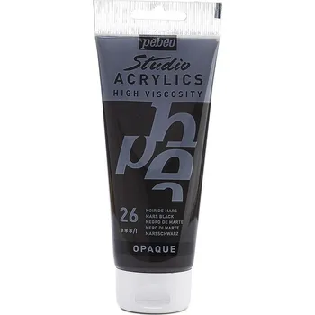 Vodová barva Akrylová barva Pébéo Studio Acrylics - 26 Mars Black Objem: 100 ml
