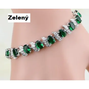Náramek Elegantní náramek se zirkony - zelený