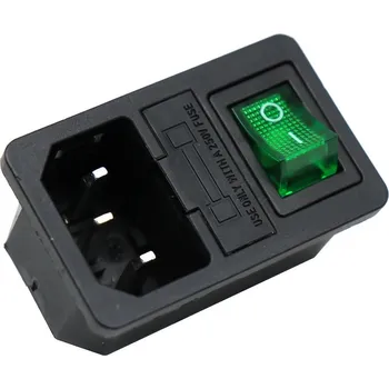 Elektrická zásuvka Zásuvka AC-01 s pojistkou a zeleným spínačem (250V/6A)