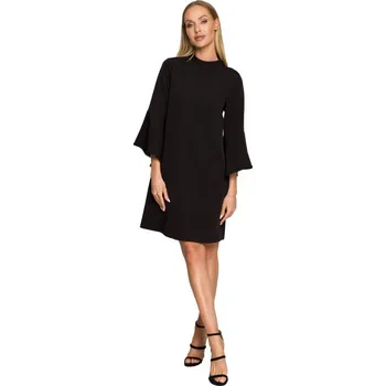 Dámské šaty M698 Šaty áčkového střihu s andělskými rukávy - černé EU L