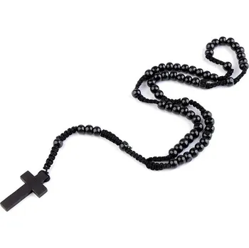 Šperk Stoklasa Dřevěný růženec na drhaných šňůrkách