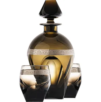 Sklenice Bar sklenice na whisky s karafou šedá platinový dekor