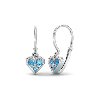 Náušnice SOLUNA Nadčasové zlaté dětské náušnice se středně modrými zirkony EMILI bílé zlato