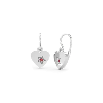 Náušnice SOLUNA STARHEART Půvabné zlaté dětské náušnice srdíčka s červenými zirkony bílé zlato