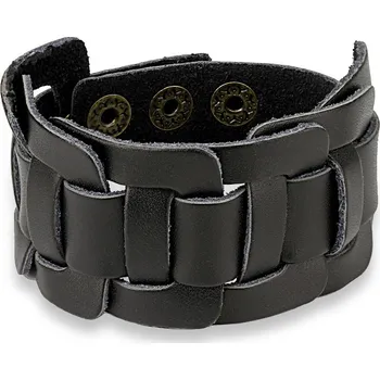 Náramek Steel Edge Kožený náramek SESL0220 Barva: Černá