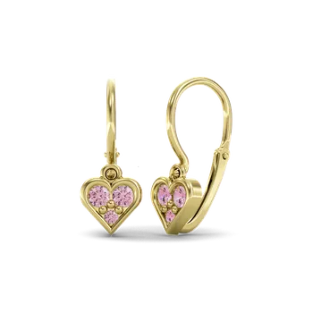 Náušnice SOLUNA Nadčasové zlaté dětské náušnice s růžovými zirkony EMILI žluté zlato