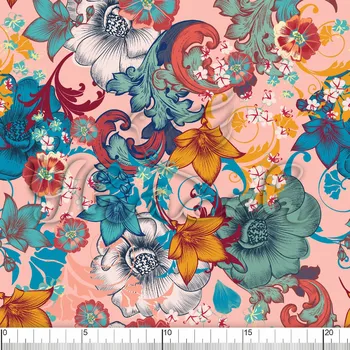 Zakázkový tisk, softshell, kočárkovina... Havajské květy růžové Látky k tisku: Microfirba