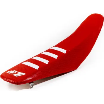 Moto sedlo Potah sedla ONEGRIPPER - Ribbed Červená-Bílá