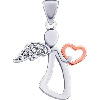Přívěsek Stříbrný přívěsek anděl Jazar s Brilliance Zirconia a srdcem JJJ0972