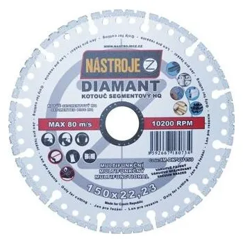 Řezný kotouč NÁSTROJE CZ diamantový kotouč HQ segmentový 150*2,8*22,2mm, na různé materiály IM-DK-VU150