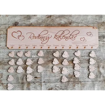 Kalendář Recenze Dřevěný rodinný kalendář událostí 59 x 15 cm hnědý