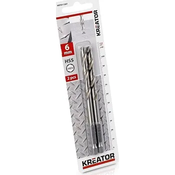 Vrták KREATOR vrták do kovu 6,0mm HSS HEX 2ks KRT011307