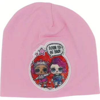 Čepice Bavlissimo Dívčí podzimní/jarní čepice- LOL-Born to be bad coulour and size: Růžová
