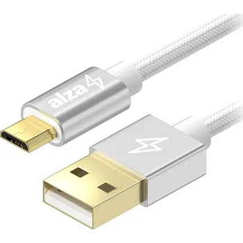 Datový kabel AlzaPower AluCore USB-A to Micro USB 0.5m stříbrný