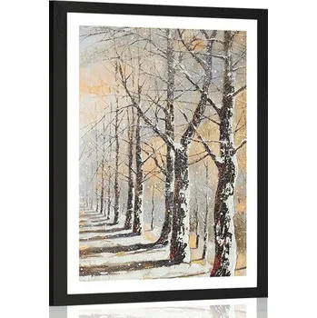 Plakát Dovido Plakát s paspartou zimní alej stromů