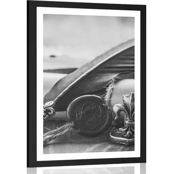 Plakát Dovido Plakát s paspartou historické pero a pergamen v černobílém provedení