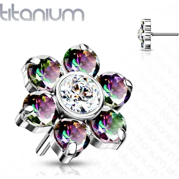 Piercing Šperky4U Kytička k PUSH IN piercing do nosu TITAN, Vitrail Medium zirkony - TIT1213-VM