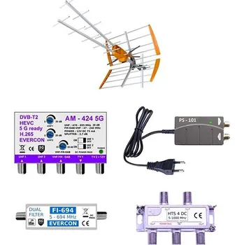 Televizní anténa EVERCON anténní komplet pro 5 TV KOM-424-101-5-ZENIT