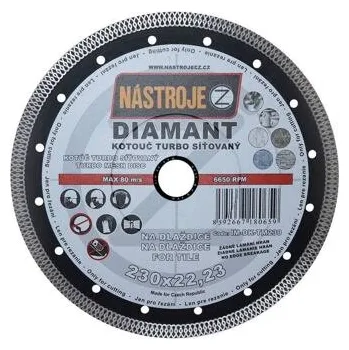 Řezný kotouč NÁSTROJE CZ diamantový kotouč TURBO síťovaný 230*1,9*22,2mm, žula, dlažba, keramika IM-DK-TM230