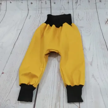 Yháček Softshellové kalhoty Yháček, podzim, hořčicová/černá Velikost: 68