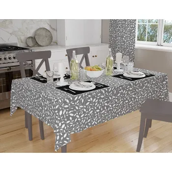 ubrus Orbytex Ubrus teflonový - větvička šedá tmavá Rozměry: 120x180, Tvar: Ovál