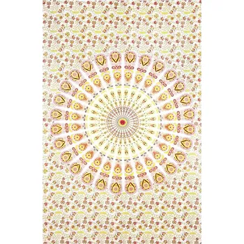 Přehoz na lůžko Přehoz Mandala - červeno - žlutý var.: jednopostel