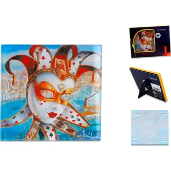 Carmani® Carmani - Skleněné prostírání pod hrnek, A. Levin, Benátská maska ​​č. 5 v dárkovém balení - 10,5*10,5 cm